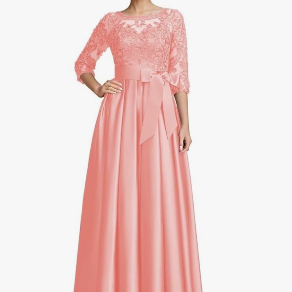 Elegant Coral Lace women’s  Dress